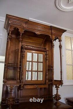 Pair Of Large Antiqe Carved Walnut Cabinets / Cupboards C. 1890