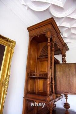 Pair Of Large Antiqe Carved Walnut Cabinets / Cupboards C. 1890