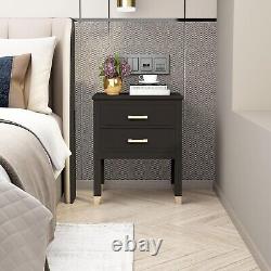 Palazzi Large 2 Drawer Bedside Table Black