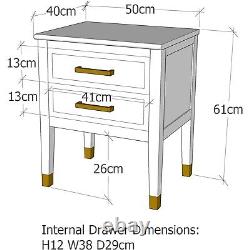 Palazzi Large 2 Drawer Bedside Table Black