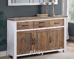 Pinewood White & Reclaimed Wood Bookcase TV Unit Sideboard Kitchen Island Lamp