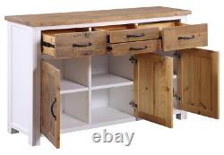 Pinewood White & Reclaimed Wood Bookcase TV Unit Sideboard Kitchen Island Lamp