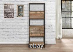 Retro Industrial 3 Drawer Large Bookcase / Shelving Unit / Bookshelf with Door