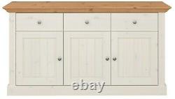 Riva White Painted Provence Large 3 Door 3 Drawer Sideboard 145cm 47cm 78cm