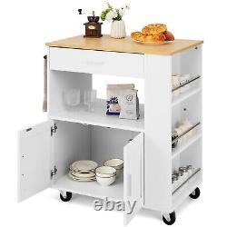 Rolling Kitchen Island Cart Kitchen Storage Trolley with Large Cabinet Drawer