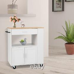 Rolling Kitchen Island Cart Kitchen Storage Trolley with Large Cabinet Drawer