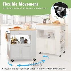 Rolling Kitchen Island Cart Kitchen Storage Trolley with Large Cabinet Drawer