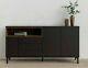 Roomers Large Retro Sideboard Buffet Unit 3 Drawers 3 Doors In Black And Walnut