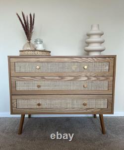 Rustic Chest Drawers Rattan Storage Sideboard Large Side Cabinet Nordic Dresser