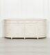 Seconds French Rounded Buffet Wooden Large Aged Ivory Offwhite Sideboard Cabinet