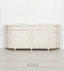 SECONDS French Rounded Buffet Wooden Large Aged Ivory OffWhite Sideboard Cabinet