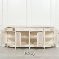 SECONDS French Rounded Buffet Wooden Large Aged Ivory OffWhite Sideboard Cabinet