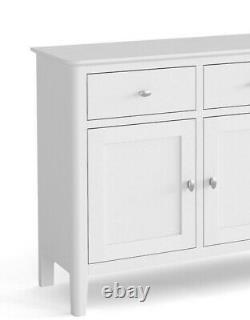 Scandi Retro White Large Sideboard / 3 Door 3 Drawer Large Storage Unit