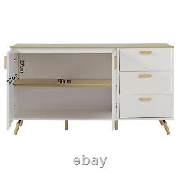 Scandinavian 140cm Large Sideboard Display Cabinet TV Stand with 3 Drawer 2 Door