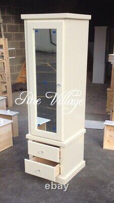Shaftesbury Range Single 2 Drawer Wardrobe White Mirror Door No Flat Packs