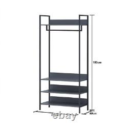 Shelving Unit Storage Wood With Drawers Shelves Industrial Clothes Hanging Grey