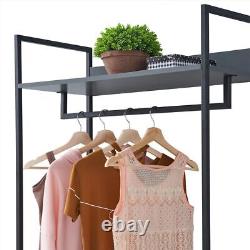 Shelving Unit Storage Wood With Drawers Shelves Industrial Clothes Hanging Grey