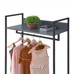 Shelving Unit Storage Wood With Drawers Shelves Industrial Clothes Hanging Grey