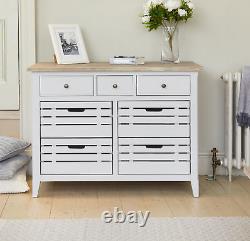 Sideboard 7 Drawer Large Servery Solid Wood Grey Limed Oak Top Mi Signature Grey