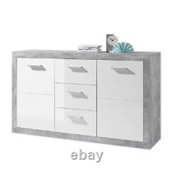 Sideboard Adorable Large Grey & White Gloss 2 Door, 3 Drawers Sideboard