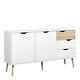 Sideboard Large 3 Drawers 2 Doors In White And Oak W147 X H8 2x D39cm