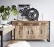 Sideboard Large 4 Door Rustic Solid Wood Metal Mid Oak Retro Mi Urban Industrial