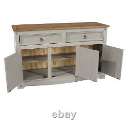 Sideboard Solid Wood 2 Drawers Adjustable Shelf Large Storage Unit 3 Colours