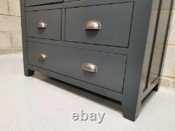 Slate Blue Painted Large Double 2 Door/4 Drawer Larder Pantry Food Cupboard