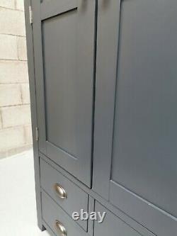 Slate Blue Painted Large Double 2 Door/4 Drawer Larder Pantry Food Cupboard