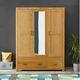 Soho Oak 3 Door Triple Wardrobe With Mirror Large 2 Drawer Hanging Robe Sc13