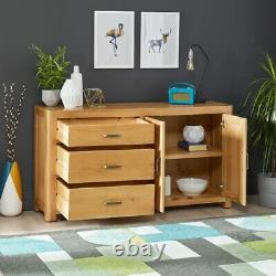 Soho Oak Large Sideboard with 3 Drawers and 2 Doors Long Cupboard Unit SC23