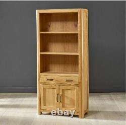 Soho Oak Large Tall Bookcase with 2 Door Cupboard and Drawer Bookshelf SC19