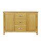 Solid Oak Large Sideboard Cabinet W 3 Drawer Rustic Solid Wood Storage Cupboard