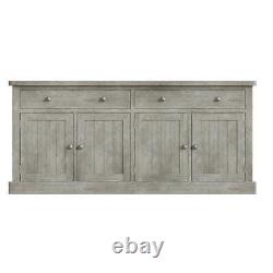 Solid Reclaimed Pine Large Sideboard 2 Drawer 4 Door Limewashed Finish