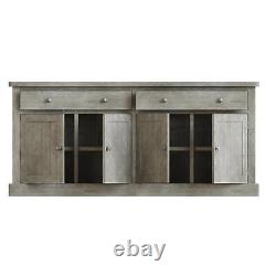 Solid Reclaimed Pine Large Sideboard 2 Drawer 4 Door Limewashed Finish