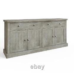 Solid Reclaimed Pine Large Sideboard 2 Drawer 4 Door Limewashed Finish