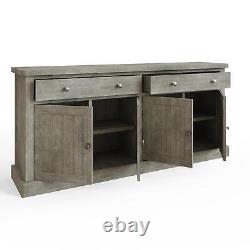 Solid Reclaimed Pine Large Sideboard 2 Drawer 4 Door Limewashed Finish