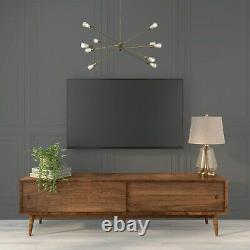Solid Walnut TV Unit with Sliding Doors & Drawers Briana