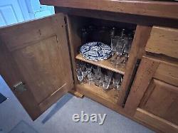 Solid wood large sideboard cabinet 4 doors + 2 drawers VGC