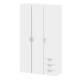 Space Cheal Large Wide 200cm Tall Wardrobe 3 Doors 3 Drawers In White
