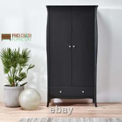Steens Baroque French Style Large 2 Door 1 Drawer Wardrobe In Black