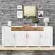 Storage Sideboard 4 Doors 2 Drawers Kitchen Cabinet Large Wooden Cupboard White