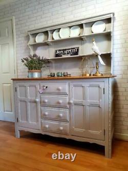 Stunning Large Ercol Welsh Dresser Sideboard Cupboard Cabinet Shabby Chic Grey