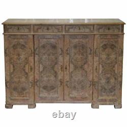 Stunning Large Quarter Cut Walnut Sideboard With Drawers Cabinet Bookcase Burr