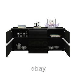 TV Unit Cabinet Large Storage Wood Sideboard Side Table LED Light High Gloss Set