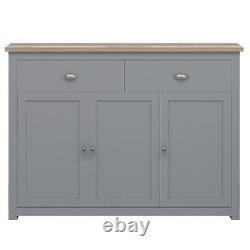 Traditional Style Large Sideboard with 3 Doors 2 Drawers. Oak effect top. Shelves