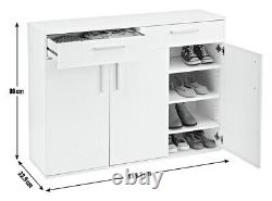 Venetia Large 3 Door 2 Drawer Shoe Cabinet -White (B+)