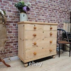 Victorian Stripped Antique Pine Chest Of Drawers Large Chest