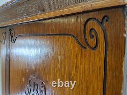 WARDROBE Tall Single Mirrored Door Carved Oak Hanging Rails Large Bottom Drawer