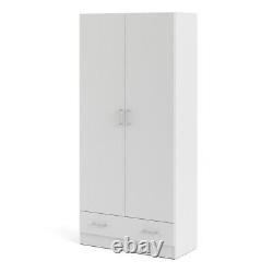 White 2 Door Wardrobe With Drawer and Storage Shelving units Bedroom Furniture